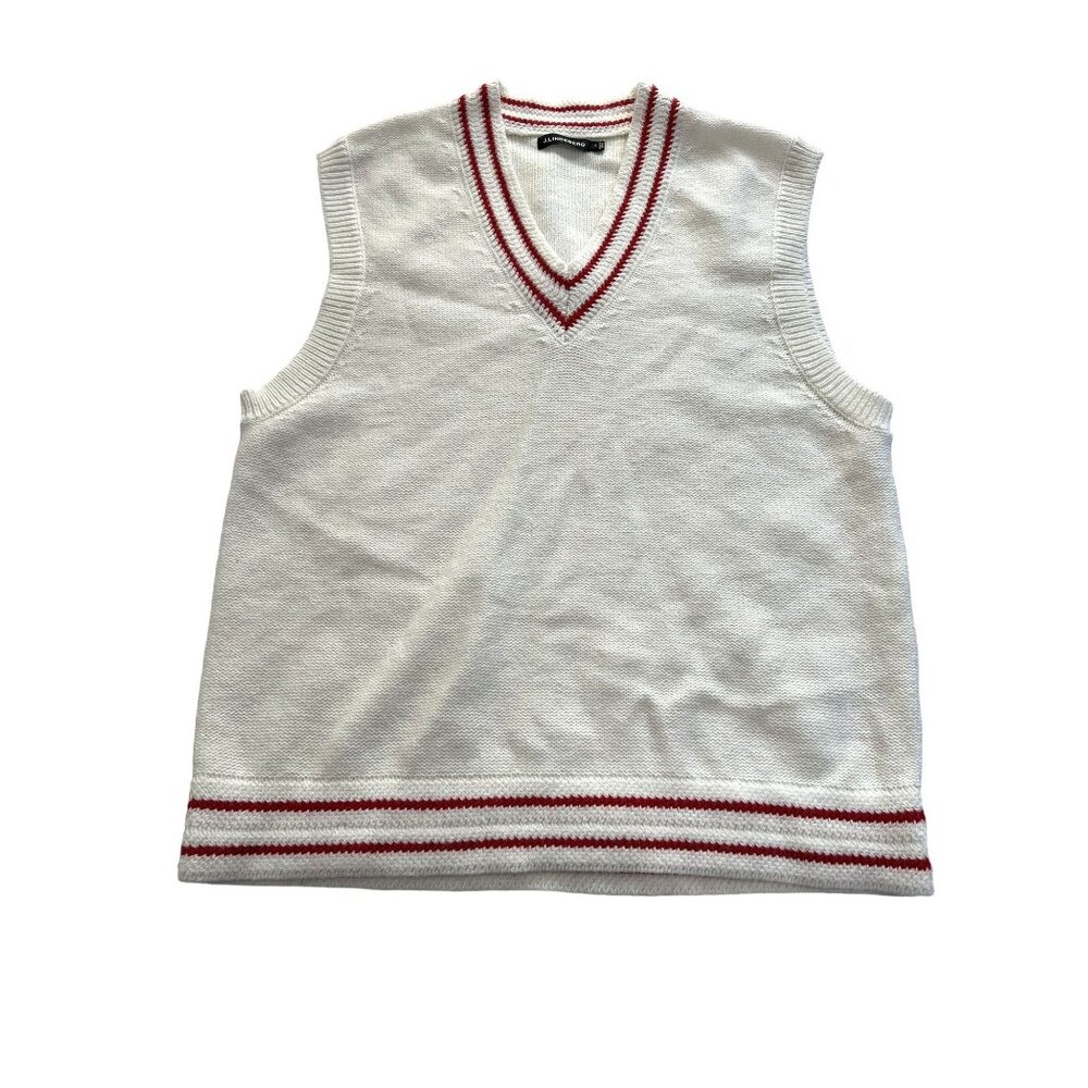 J. Lindeberg V-Neck Sweater Vest in White Red